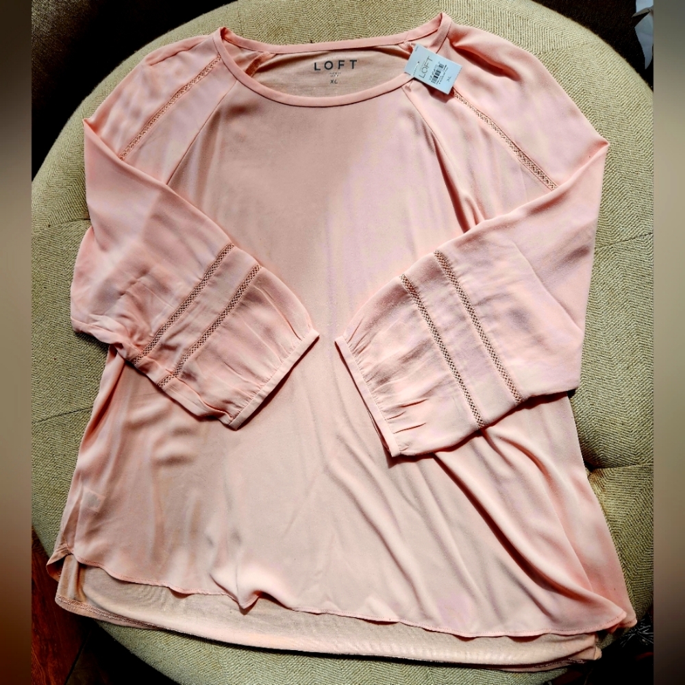 Loft Soft Blush Pink Blouse Top XL